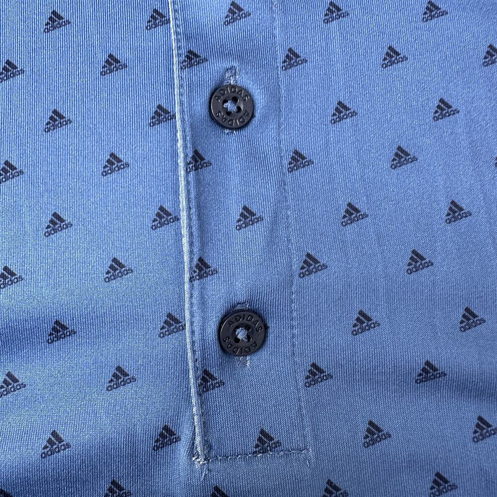 Adidas Polo Mens Large Blue Golf Shirt Collared Activewear Badge of Sport Logo - Picture 6 of 12